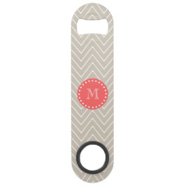 Chevron Pattern 2A Monogram Beige Coral Speed Flessenopener