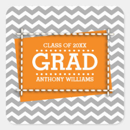 Chevron Pattern Aangepast Afstuderen Vierkante Sticker
