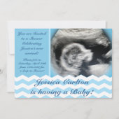 Chevron Pattern Baby Boy Shower Invitations Kaart (Voorkant)