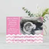 Chevron Pattern Baby Girl Shower Invitations Kaart (Staand voorkant)