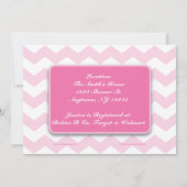 Chevron Pattern Baby Girl Shower Invitations Kaart (Achterkant)