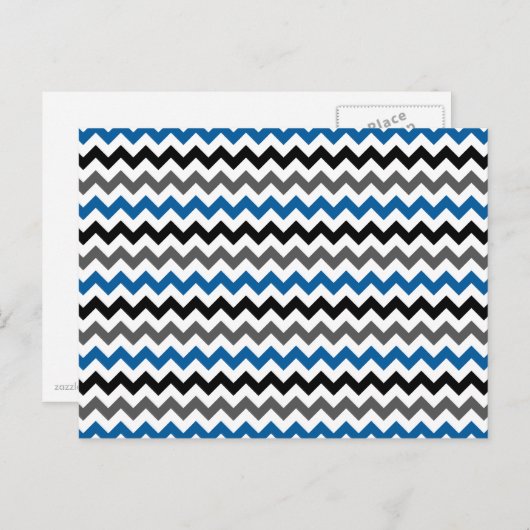 Chevron Pattern Background Blue Grey Black White Briefkaart (Voorkant / Achterkant)