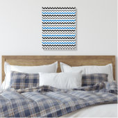 Chevron Pattern Background Blue Grey Black White Canvas Afdruk (Insitu (Slaapkamer))