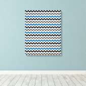 Chevron Pattern Background Blue Grey Black White Canvas Afdruk (Insitu (Houten vloer))
