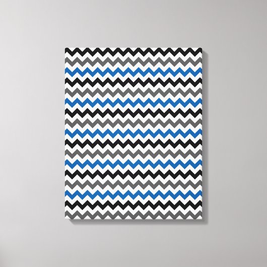 Chevron Pattern Background Blue Grey Black White Canvas Afdruk (Voorkant)