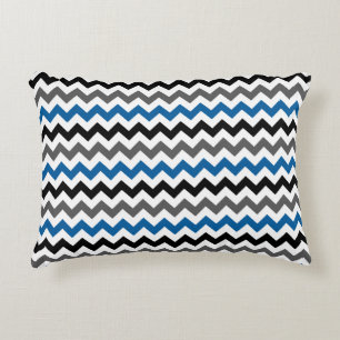 Chevron Pattern Background Blue Grey Black White Decoratief Kussen
