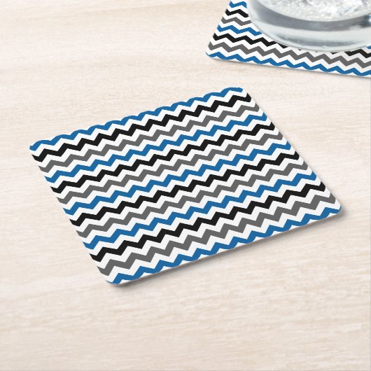 Chevron Pattern Background Blue Grey Black White Kartonnen Onderzetters (Schuin)