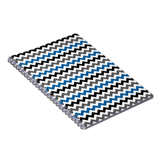 Chevron Pattern Background Blue Grey Black White Notitieboek (Rechterzijde)