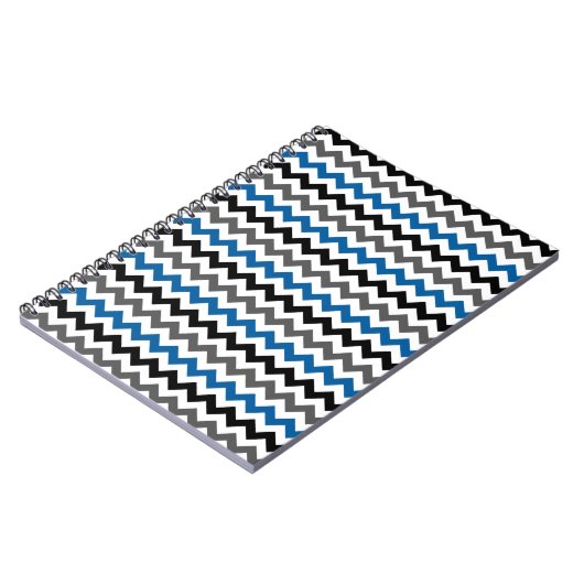 Chevron Pattern Background Blue Grey Black White Notitieboek (Linkerzijde)