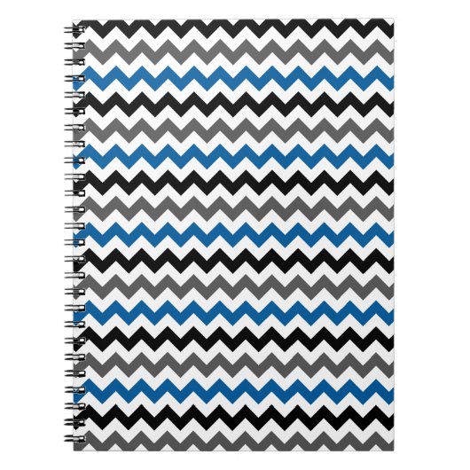 Chevron Pattern Background Blue Grey Black White Notitieboek (Voorkant)