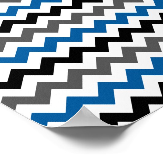 Chevron Pattern Background Blue Grey Black White Poster (Hoek)