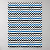 Chevron Pattern Background Blue Grey Black White Poster (Voorkant)