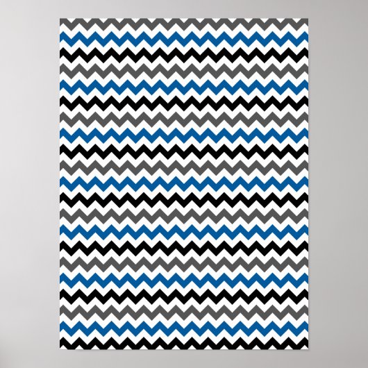 Chevron Pattern Background Blue Grey Black White Poster (Voorkant)