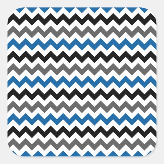 Chevron Pattern Background Blue Grey Black White Vierkante Sticker (Voorkant)