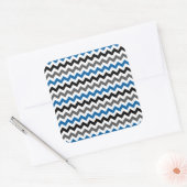 Chevron Pattern Background Blue Grey Black White Vierkante Sticker (Envelop)