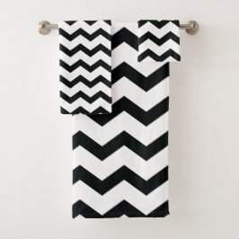 Chevron Pattern Black and White Bad Handdoek