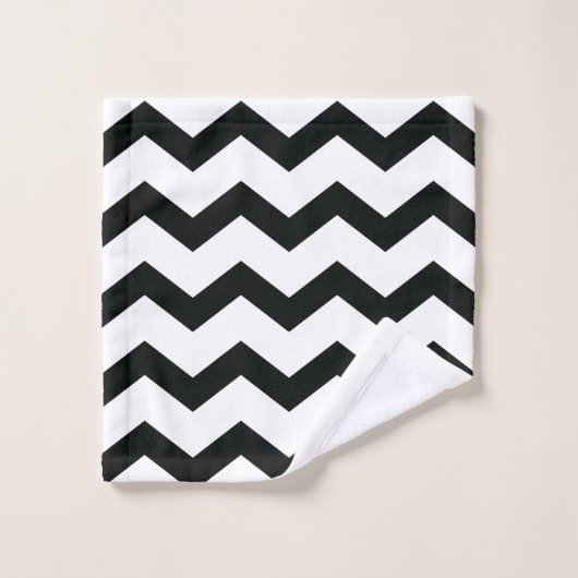 Chevron Pattern Black and White Bad Handdoek (Wasdoekje)