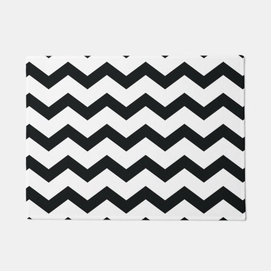 Chevron Pattern Black and White Deurmat (Voorkant)