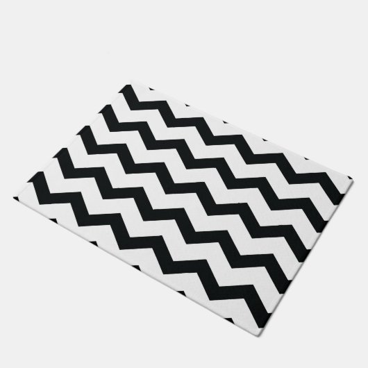 Chevron Pattern Black and White Deurmat (Schuin)