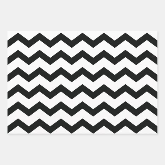 Chevron Pattern Black and White Inpakpapier Vel (Voorkant 3)