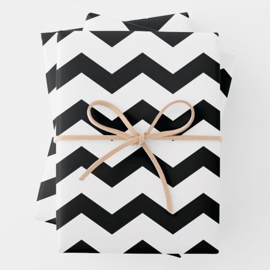 Chevron Pattern Black and White Inpakpapier Vel (In situ)