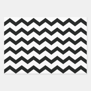 Chevron Pattern Black and White Inpakpapier Vel