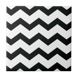 Chevron Pattern Black and White Tegeltje
