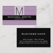 Chevron Pattern Black Modern Monogram #6 Visitekaartje (Voorkant / Achterkant)