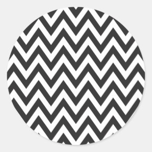 Chevron Pattern Black White Geometric Art Design Ronde Sticker