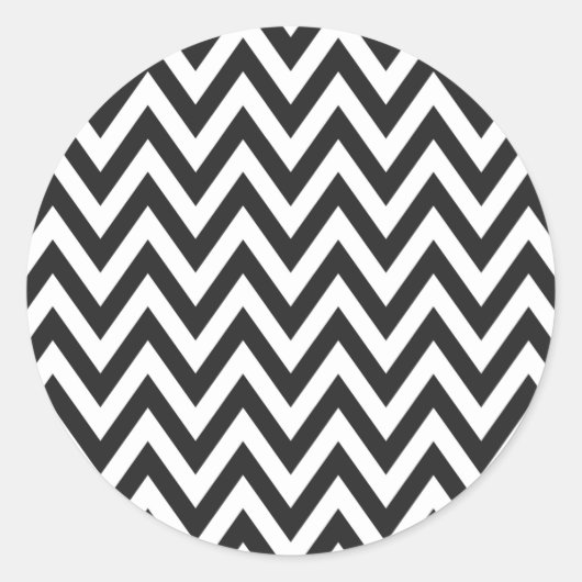 Chevron Pattern Black White Geometric Art Design Ronde Sticker (Voorkant)