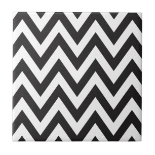 Chevron Pattern Black White Geometric Art Design Tegeltje