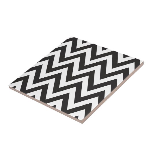 Chevron Pattern Black White Geometric Art Design Tegeltje (Zijkant)