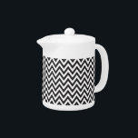Chevron Pattern Black White Geometric Art Design Theepot<br><div class="desc">Dit unieke zwarte witte kevelband-patroon heeft eenvoudige design van de zuszzag voor de liefhebbers van geometrische kunstpatronen en de zigzagontwerpkunst.</div>