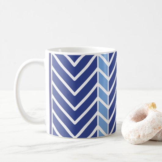 Chevron Pattern Blue Koffiemok (Met donut)