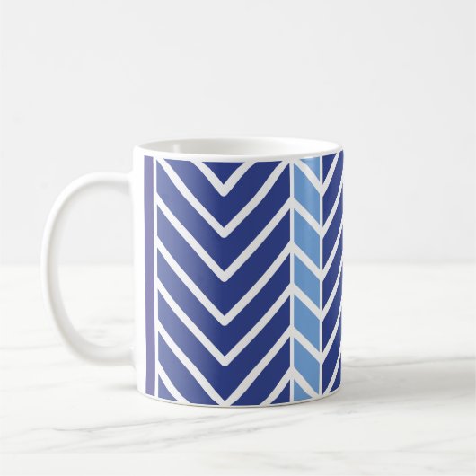 Chevron Pattern Blue Koffiemok (Links)