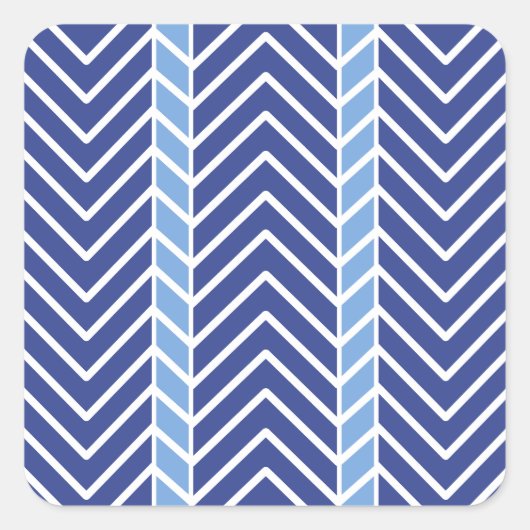 Chevron Pattern Blue Vierkante Sticker (Voorkant)
