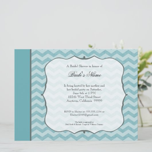 Chevron Pattern Bracket Lijst Blauwgroen Vrijgezel Kaart (Staand voorkant)