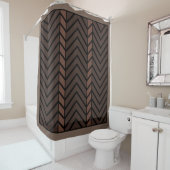 Chevron Pattern Brown Douchegordijn (In situ)
