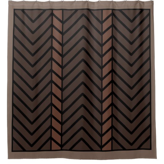 Chevron Pattern Brown Douchegordijn (Voorkant)