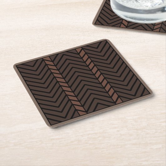 Chevron Pattern Brown Kartonnen Onderzetters (Schuin)