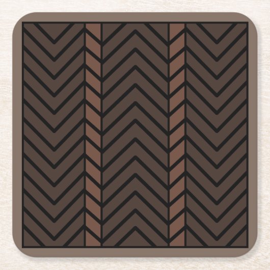 Chevron Pattern Brown Kartonnen Onderzetters (Voorkant)