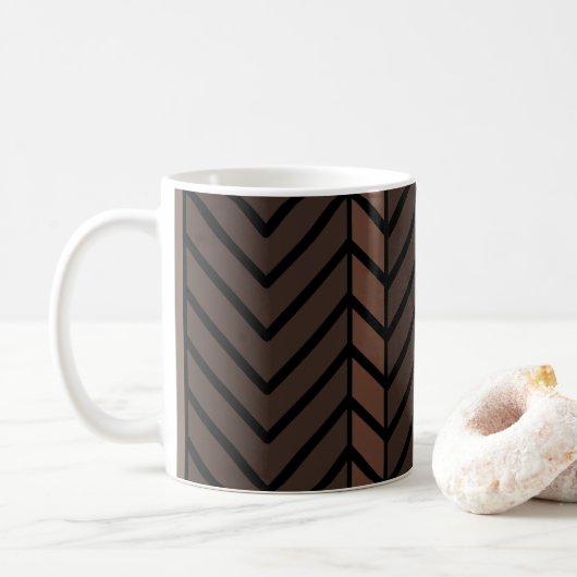 Chevron Pattern Brown Koffiemok (Met donut)