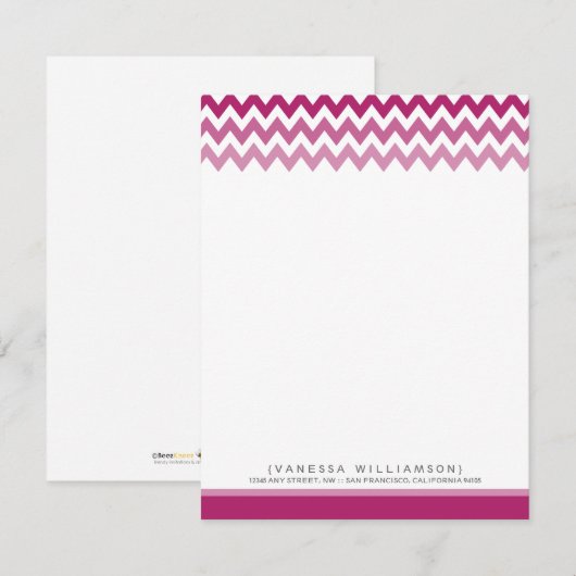 Chevron Pattern Custom Flat Note-kaarten (violet) Notitiekaartje (Voorkant / Achterkant)