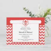 Chevron Pattern Fleur de Lis Event Red en White Kaart (Staand voorkant)