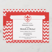 Chevron Pattern Fleur de Lis Event Red en White Kaart (Voorkant / Achterkant)