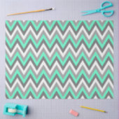 Chevron Pattern Grey White Mint Decoupage Tissuepapier (Craft)
