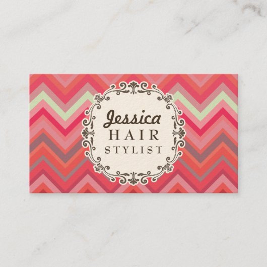 Chevron Pattern Hair Stylist Afspraakkaarten Afsprakenkaartje (Voorkant)