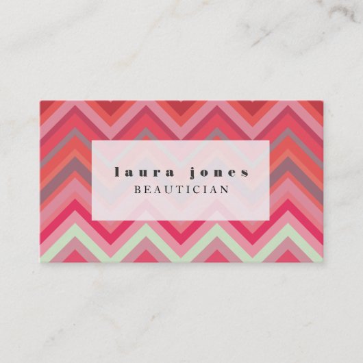 Chevron Pattern Hair Stylist Mode Sjabloon Visitekaartje (Voorkant)