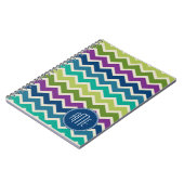 Chevron Pattern in Peacock Colors Custom Monogram Notitieboek (Linkerzijde)