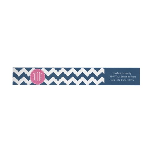 Chevron Pattern met monogram - magenta op de marin (Individueel)